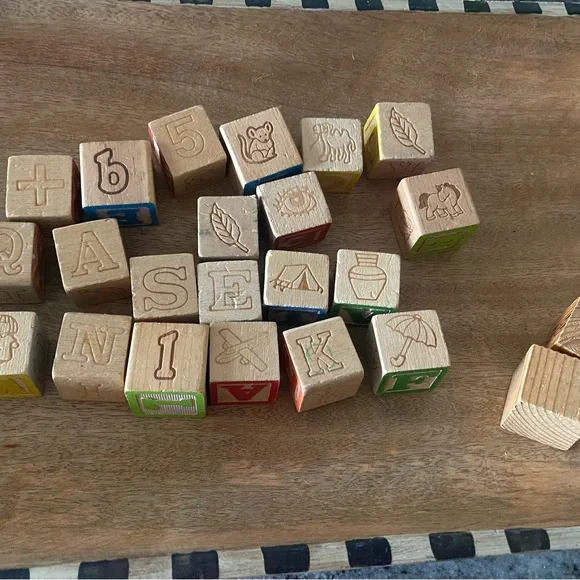 Vintage wooden kids blocks primitive decor nursery decor - Picture 4 of 5